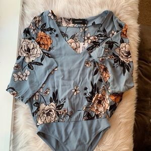 Mink Pink blue floral bodysuit